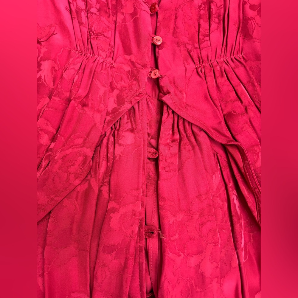 Attico Size 42 (size 6) Red Jacquard Ruffle Maxi Dress - Picture 8 of 11